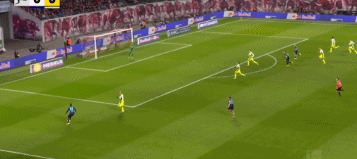 半场：多特0-2莱比锡，鲍姆加特纳双响，迪奥曼德、劳姆助攻